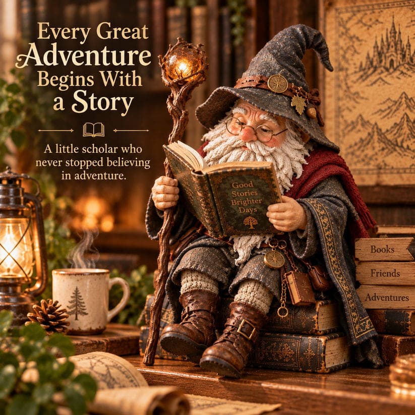 Wandering Scholar Gnome Figurine For Book Lovers