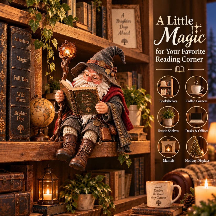 Wandering Scholar Gnome Figurine For Book Lovers