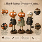 Primitive Pumpkin Halloween Figurines With Vintage Farmhouse Style