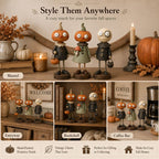Primitive Pumpkin Halloween Figurines With Vintage Farmhouse Style