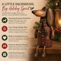 Vintage Christmas Dachshund Shelf Sitter With Plaid Scarf