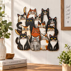 Whimsical Cat Family Metal Wall Art for Indoor & Outdoor Decor
