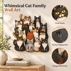 Whimsical Cat Family Metal Wall Art for Indoor & Outdoor Decor