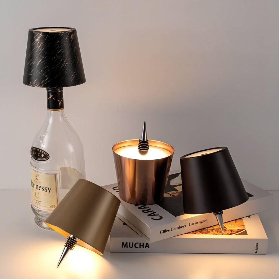 Wireless Dimmable Bottle Lamp with Rechargeable LED Light