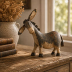 Rustic Donkey Figurine With Distressed Vintage Finish