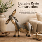 Rustic Donkey Figurine With Distressed Vintage Finish