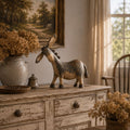Rustic Donkey Figurine With Distressed Vintage Finish