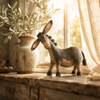 Rustic Donkey Figurine With Distressed Vintage Finish