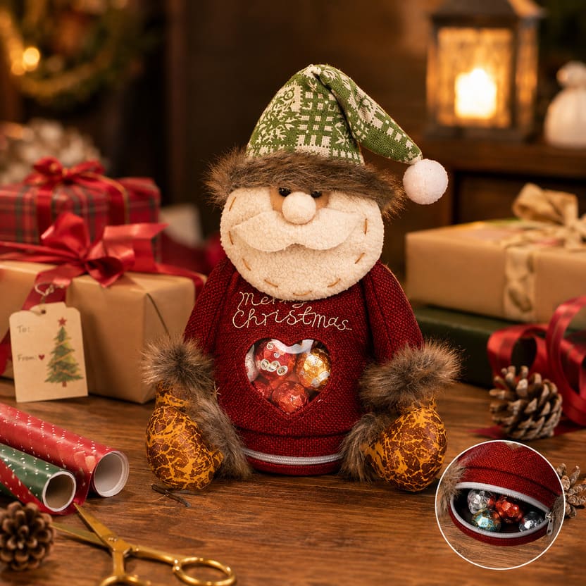 Christmas Gift Bags With Zipper Closure And Festive Designs