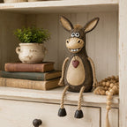 Rustic Donkey Figurine With Dangling Rope Legs