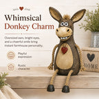 Rustic Donkey Figurine With Dangling Rope Legs
