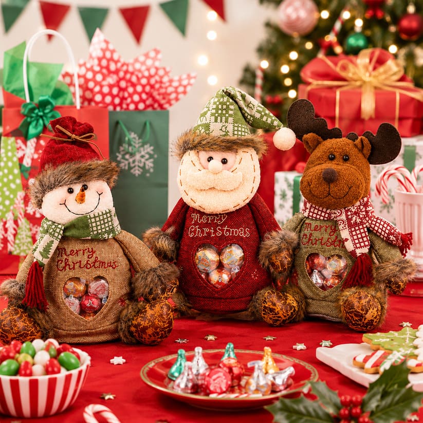 Christmas Gift Bags With Zipper Closure And Festive Designs