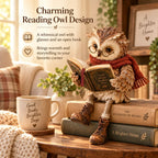 Reading Owl Figurine With Book And Rustic Woodland Details