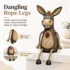 Rustic Donkey Figurine With Dangling Rope Legs