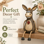 Rustic Donkey Figurine With Dangling Rope Legs