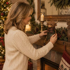 Festive Highland Cow Shelf Decor With Tartan Scarf