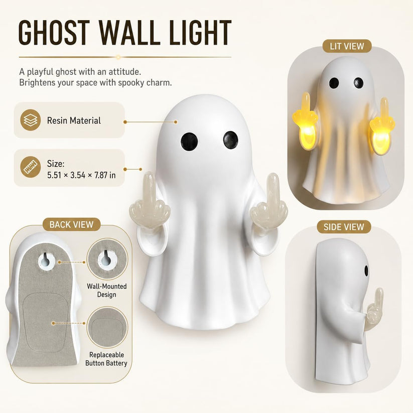 Funny Ghost Wall Lamp with Flipping Middle Finger
