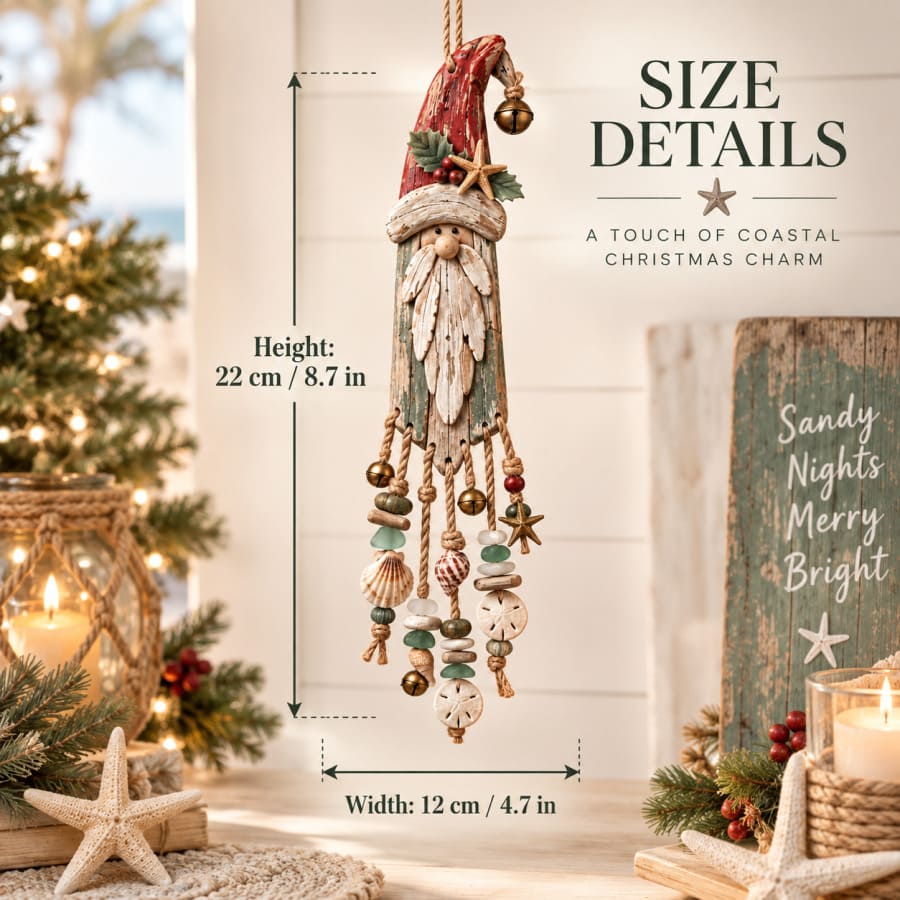 Vintage Coastal Santa Lighted Wall Hanging For Christmas