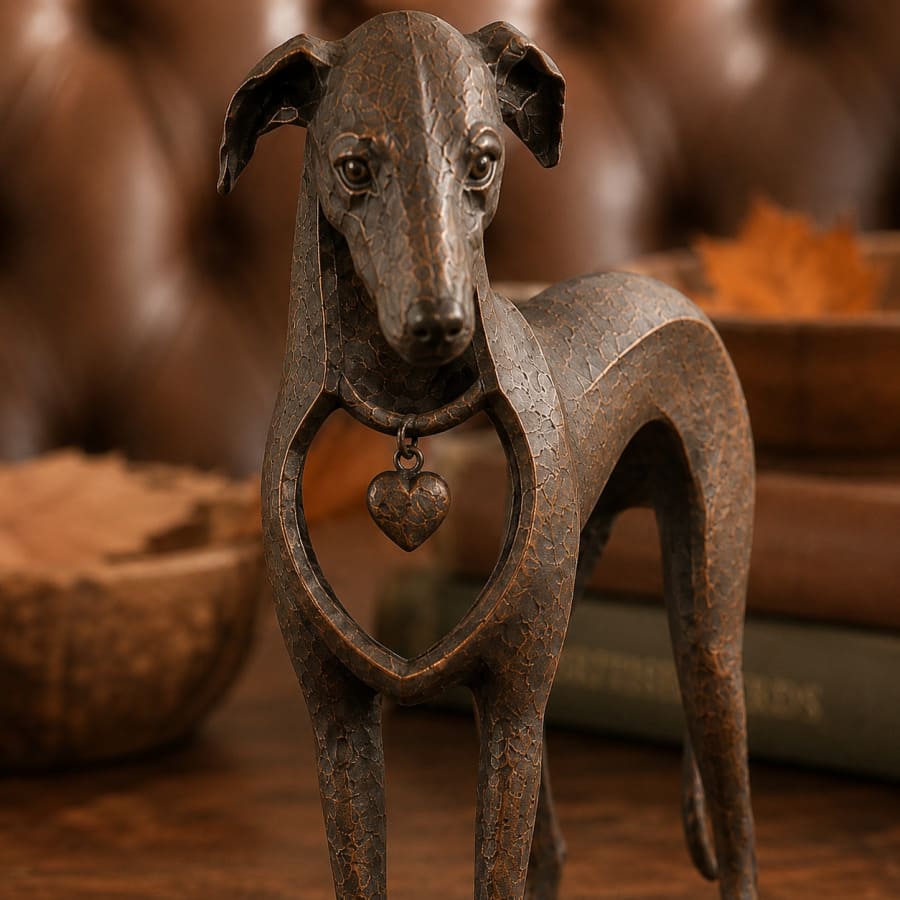 Sighthound Iron Sculpture With Antique Bronze Finish