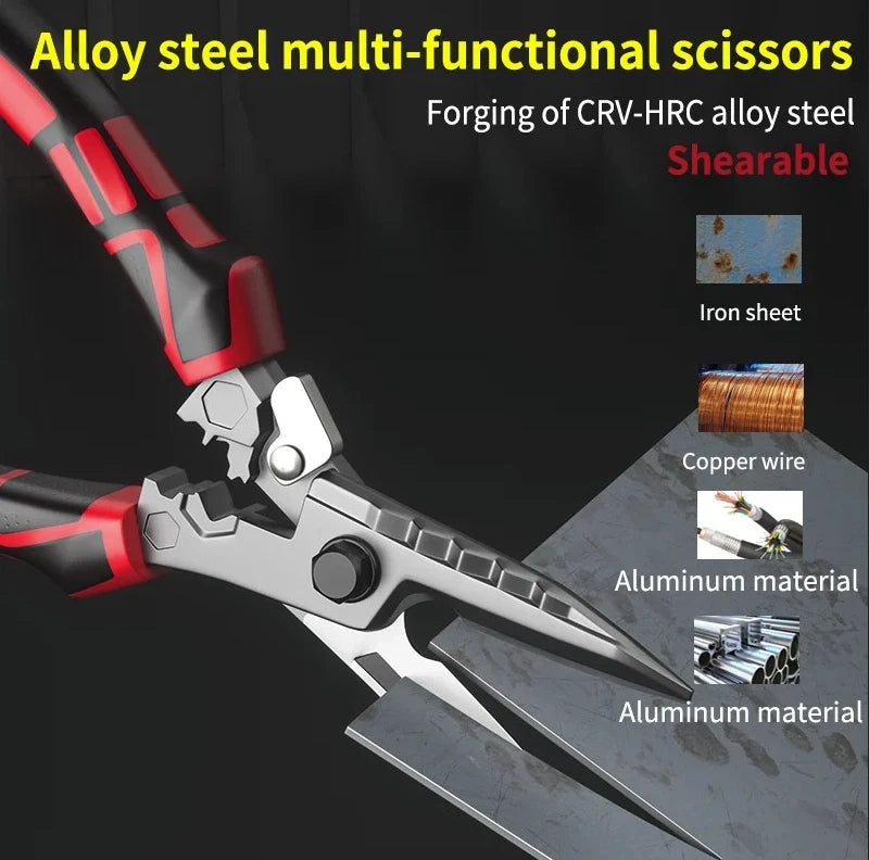 Heavy-Duty Stainless Steel Industrial Cutting Pliers – Multi-Purpose Metal Shears, Wire Cutter & Wire Stripper Tool