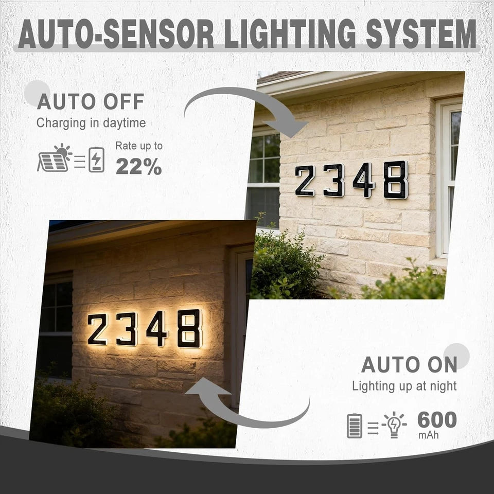 💡 Solar LED Lighted House Number Sign