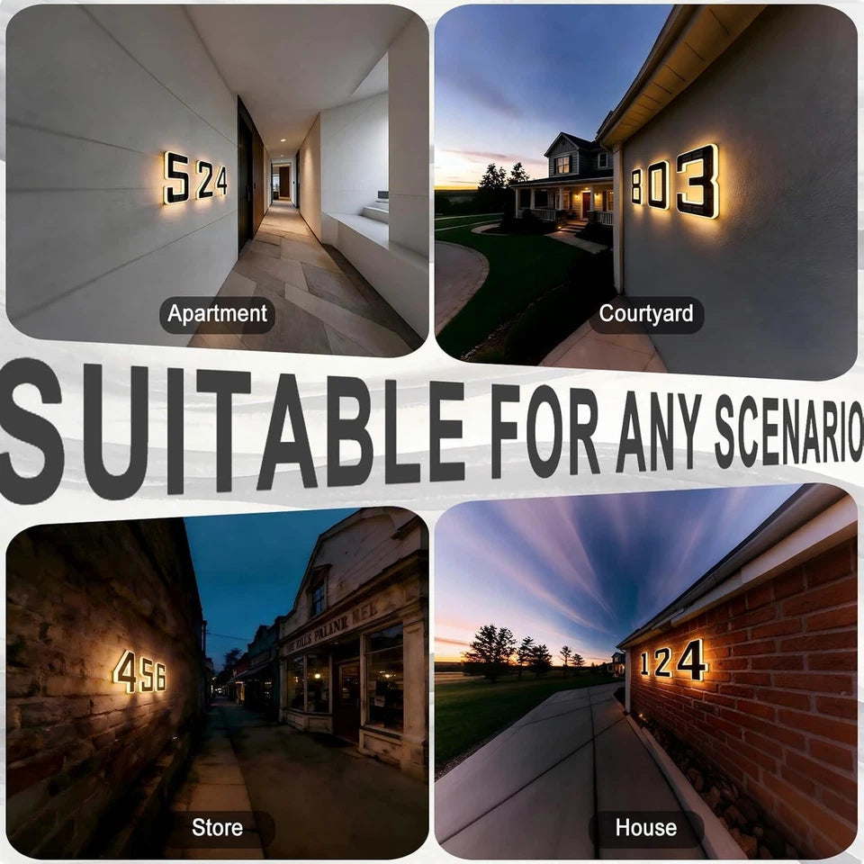 💡 Solar LED Lighted House Number Sign