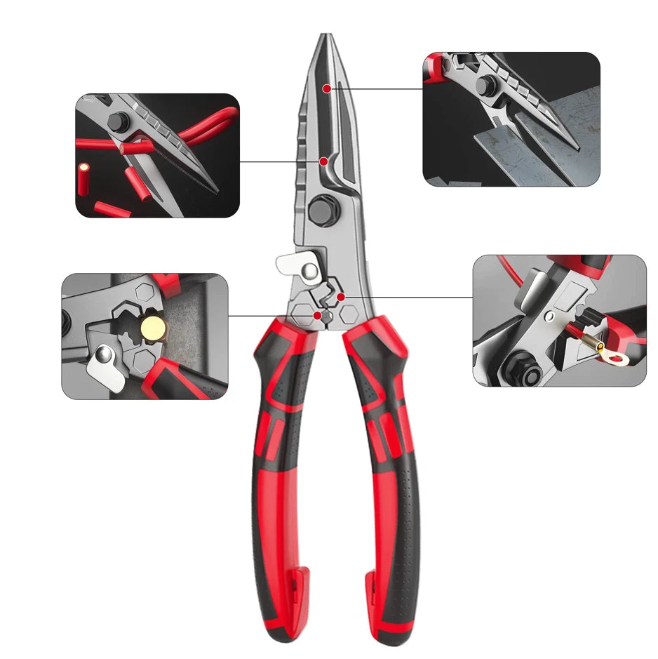 Heavy-Duty Stainless Steel Industrial Cutting Pliers – Multi-Purpose Metal Shears, Wire Cutter & Wire Stripper Tool