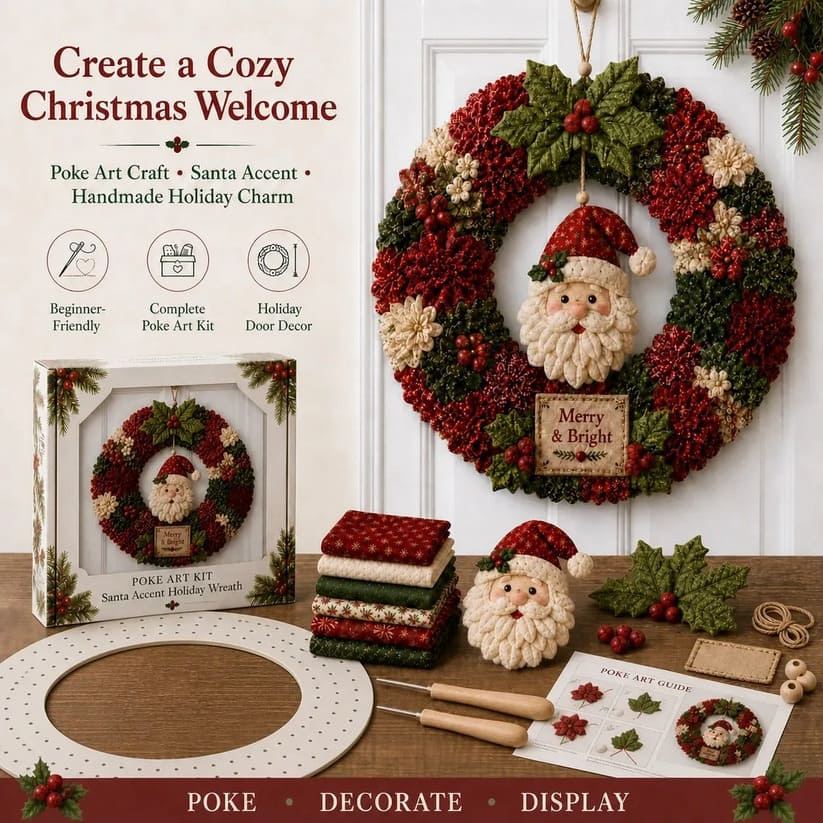 DIY Christmas Wreath Kit With Textured Corkboard Art