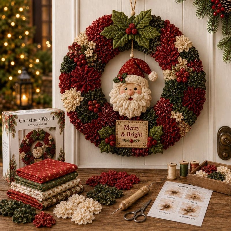 DIY Christmas Wreath Kit With Textured Corkboard Art
