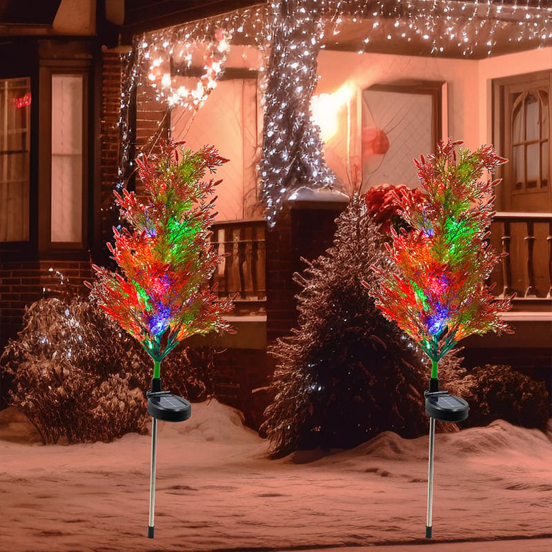 Solar Thuja Tree Lights – 2 Pack Colorful LED Garden Tree Decor