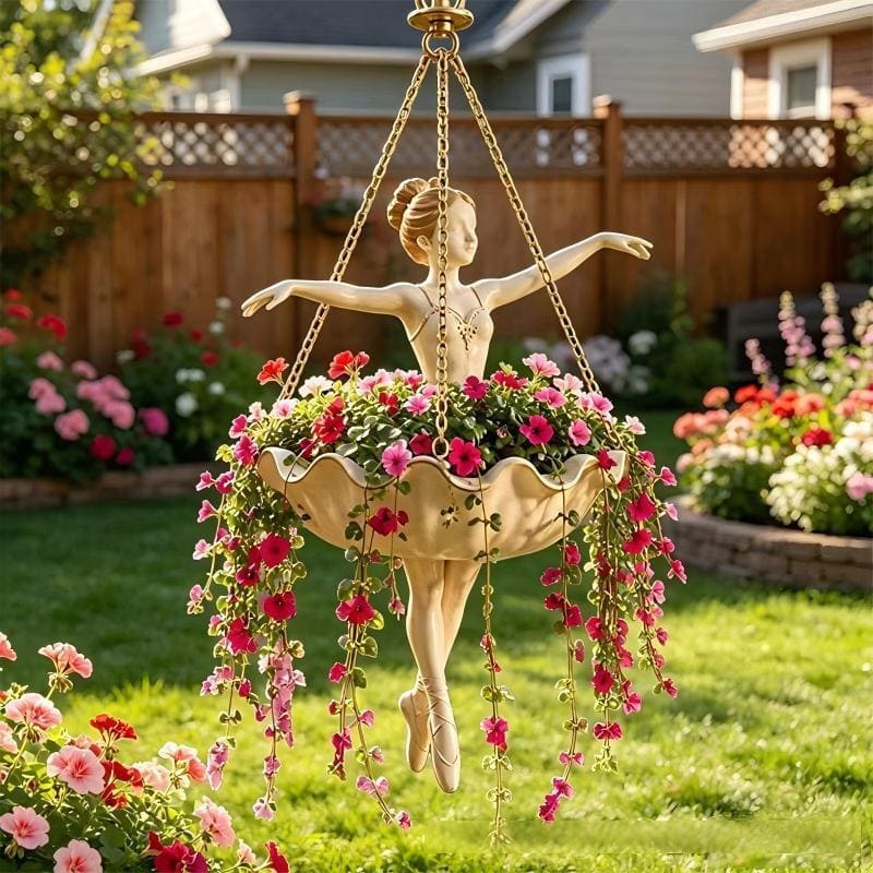 Ballet Dancer Hanging Planter – Whimsical Fairy Garden Pot for Indoor & Outdoor Decor