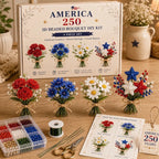 DIY 3D Beaded Flower Bouquet Embroidery Kit – Handmade Craft Set