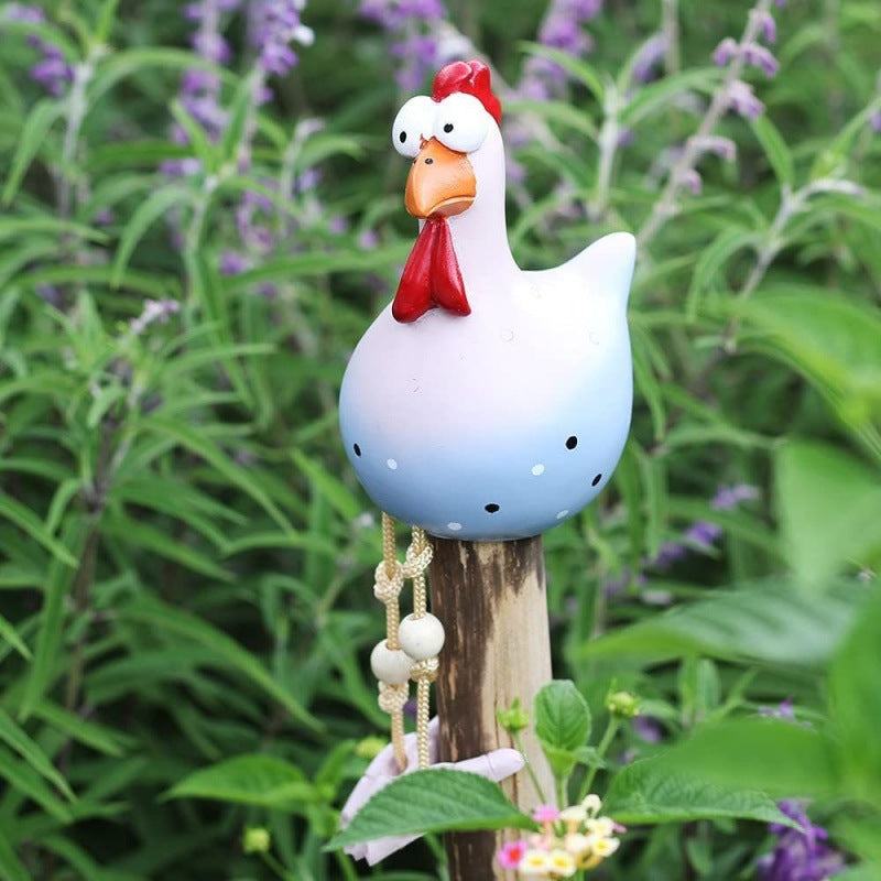 Cute Dangling Legs Chicken Statue Patio Balcony Ornament