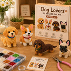 DIY 3D Beaded Dog Lovers Embroidery Kit – 4PCS Handmade Craft Set
