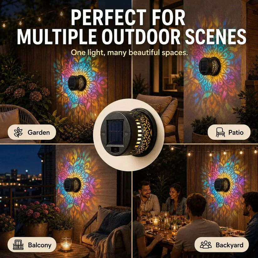 Solar Mandala Wall Light – Waterproof Outdoor Decorative Projection Light