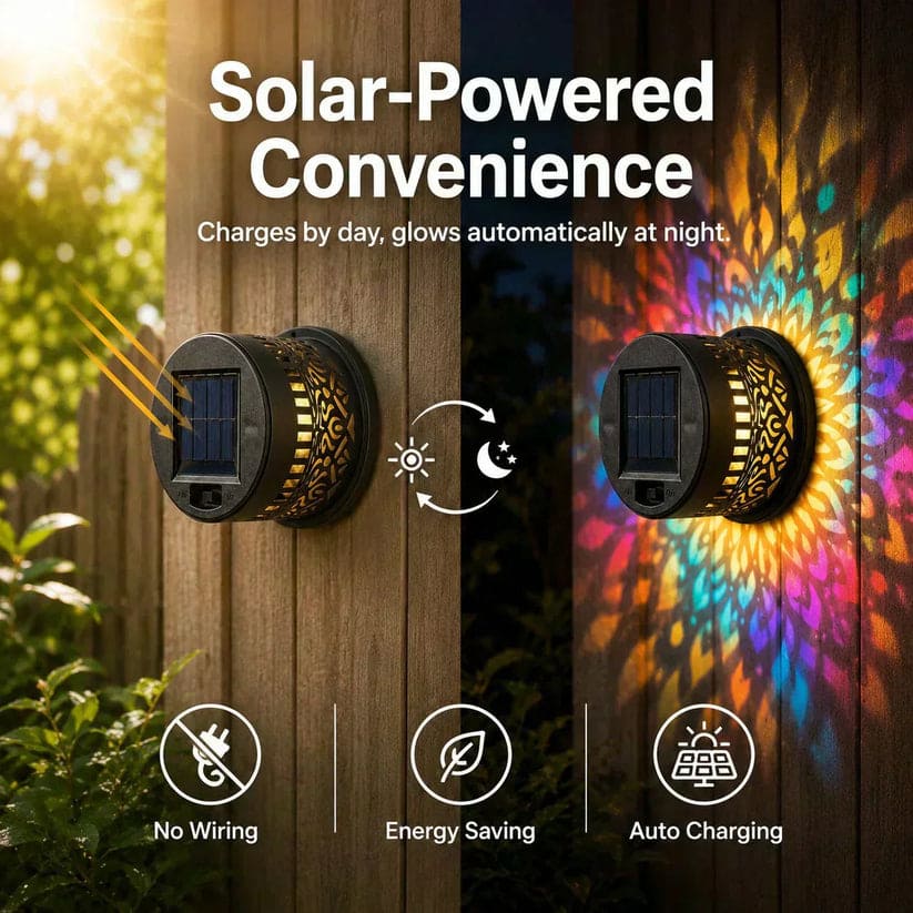 Solar Mandala Wall Light – Waterproof Outdoor Decorative Projection Light