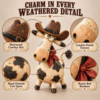 Funny Cowboy Cow Figurine for Rustic Farmhouse Decor