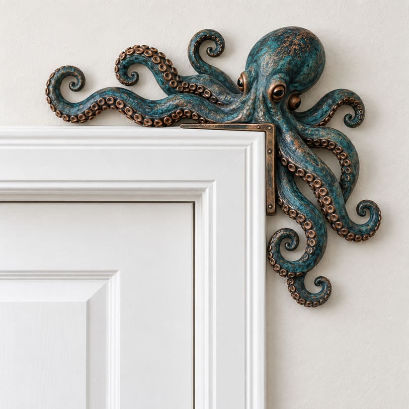 Octopus Door Topper With Coastal Nautical Wall Decor Style