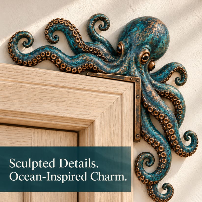 Octopus Door Topper With Coastal Nautical Wall Decor Style