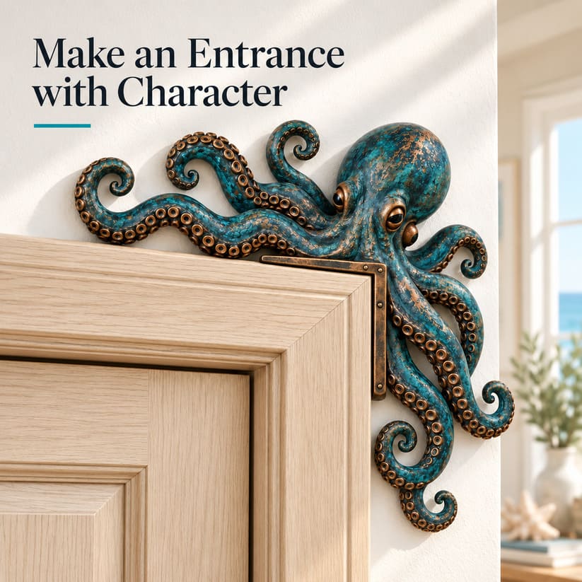 Octopus Door Topper With Coastal Nautical Wall Decor Style
