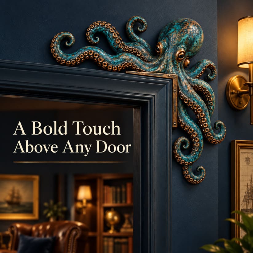 Octopus Door Topper With Coastal Nautical Wall Decor Style