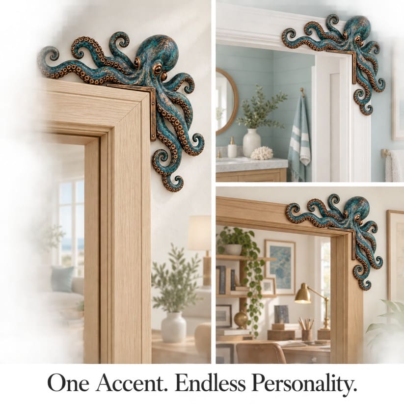 Octopus Door Topper With Coastal Nautical Wall Decor Style