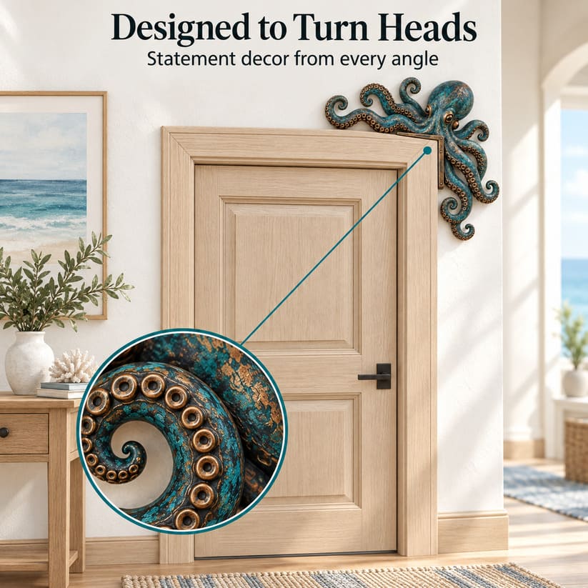 Octopus Door Topper With Coastal Nautical Wall Decor Style