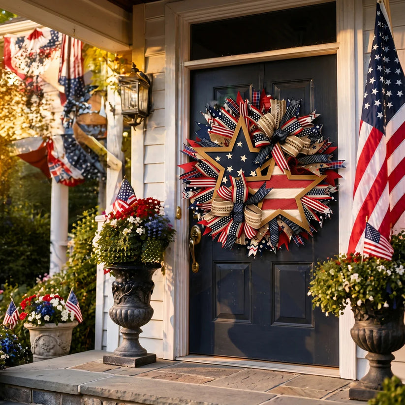 Patriotic American Flag Wreath – 250th Anniversary Edition